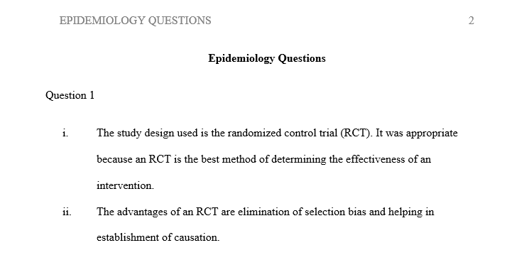 Epidemiology questions 