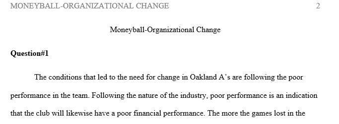 What were the conditions that created the need for change with the Oakland A’s