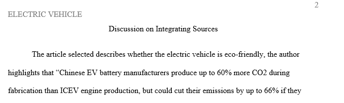 Write a few sentences (about 100 words) integrating a quote from any of the articles that you will be using in your paper.