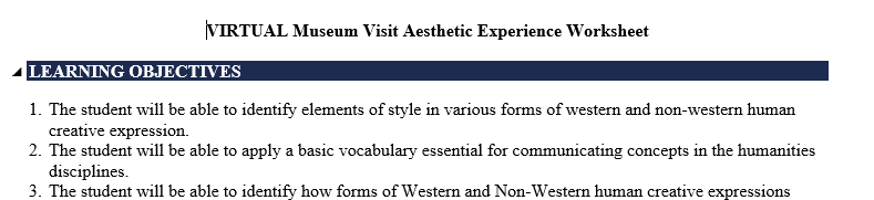 Choose an art museum LINK from the approved list in My Courses.