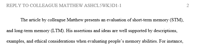 Are the assertions and ideas provided by colleague Matthew well supported