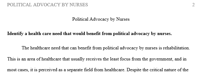 Describe how nursing could influence legislation in this area.