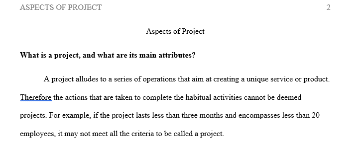 What is a project and what are its main attributes