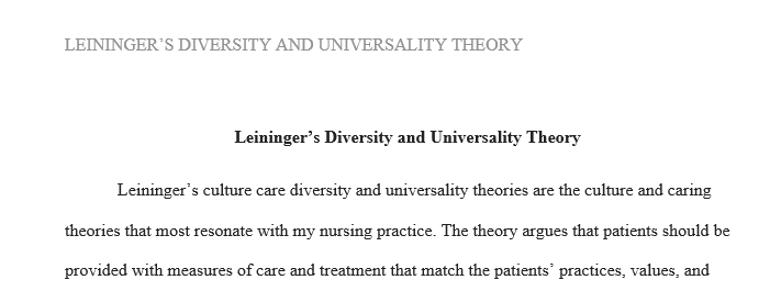 Which of the culture and caring theories most resonates with you for your practice as an NP