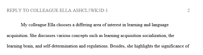 Did your colleague choose differing areas of interest