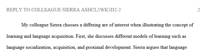 Did your colleague choose differing areas of interest