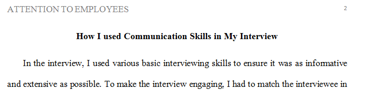 How you used these skills in your interview