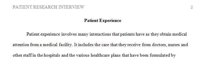 Description of the Patient Experience