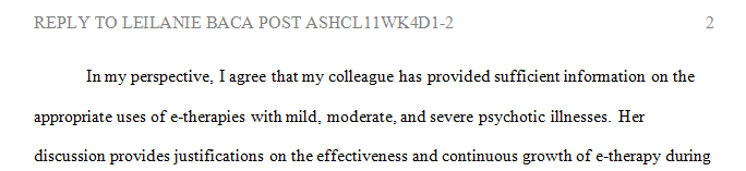 Explain whether or not he or she provided sufficient information on the appropriate uses of e-therapies with mild moderate