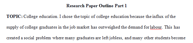 In this module you will begin writing the outline for your term paper to be completed over the next three weeks.