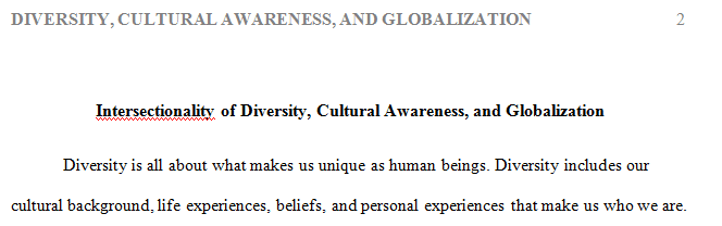 Describe what you believe to be the points of intersection for Diversity