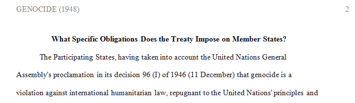 What specific obligations does the treaty impose on member states