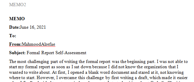 What was the most challenging part of writing your formal report