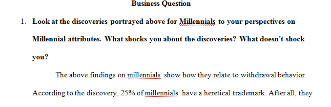 Compare the findings described above for Millennials to your own views on Millennial characteristics.