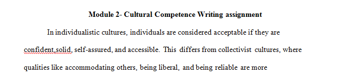 Describe whether you come from an individualistic or collectivistic culture (or both).